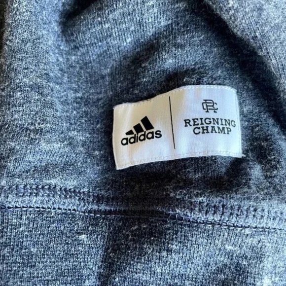 Adidas Reigning Champ Heathered Blue Long Sleeve Zip Up Hoodie Sweatshirt Large - Picture 5 of 12